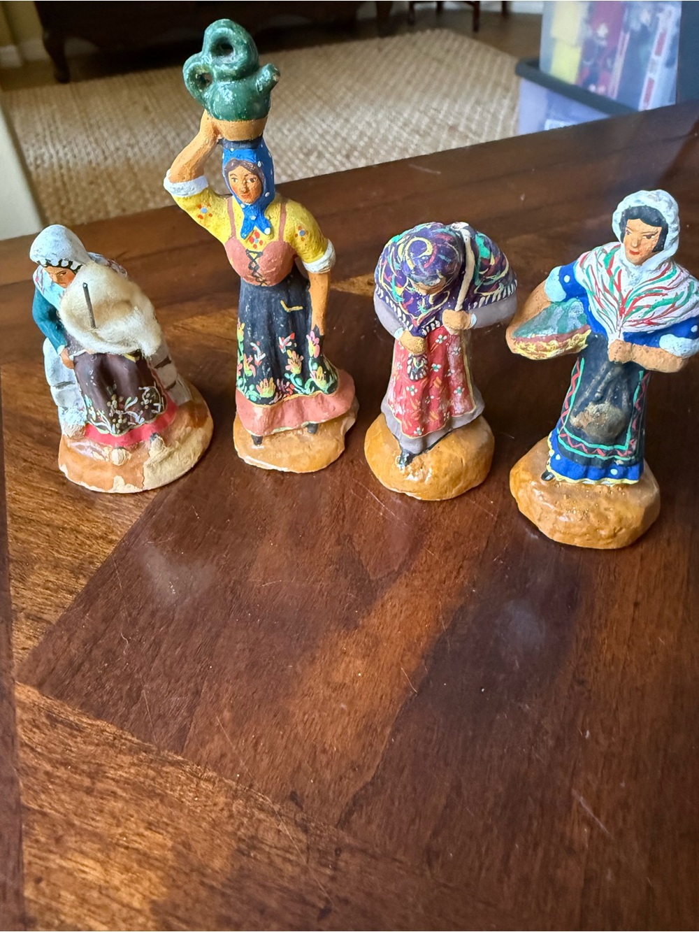 Vintage Santo de Provence ~ Terracotta Figurines Hand Painted set of 4